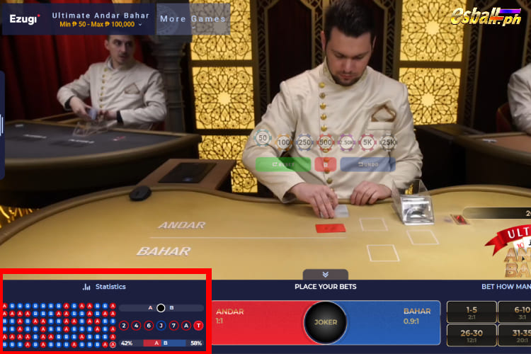 Ultimate Andar Bahar, Ezugi Andar Bahar Live Casino Games